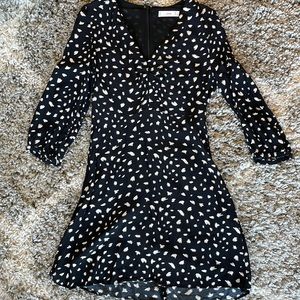 Black Spotted Mini Dress with Quarter Sleeves